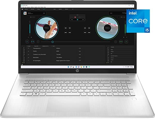 HP Laptop de 17 pulgadas, Intel Core i5-1135G7 de 11ª generación, gráficos Intel Iris Xe, 8 GB de RAM, SSD de 512 GB, Windows 11 Home (17-CN0026nr, plata natural)