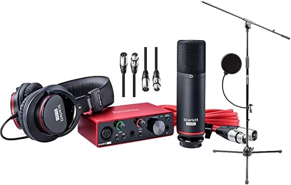 Focusrite Scarlett Solo Studio 3era Gen - Interfaz USB, Soporte de Micrófono, Cables y Filtro Pop (5 Items) E1FCRSCARSOLOSTD