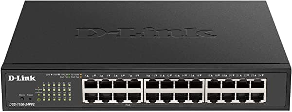 D-Link Interruptor Ethernet, 24 puertos Easy Smart Managed Gigabit Switch con 12 puertos PoE+ de 100 W PoE Budget Layer 2 Red Internet (DGS-1100-24PV2)