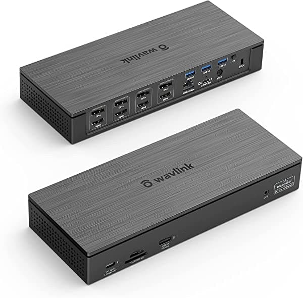 WAVLINK Enterprise-Level USB C Docking Station 4K Quad Display (4DP+4HDMI), 18 in 1 Universal Dock with 100wPD, Ethernet, USB3.0 & 3.1, SD/TF, Audio&Mic, for Windows, Mac OS, Chrome, Android, Ubuntu UG69PD8-Pro