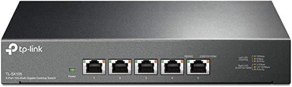 TP-Link TL-SX105 | Switch Ethernet no administrado de 5 puertos 10G/Multi-Gig | Escritorio/montaje en pared | Plug & Play | Sin ventilador | Carcasa de metal resistente | Garantía limitada de por vida | Negociación automática de velocidad