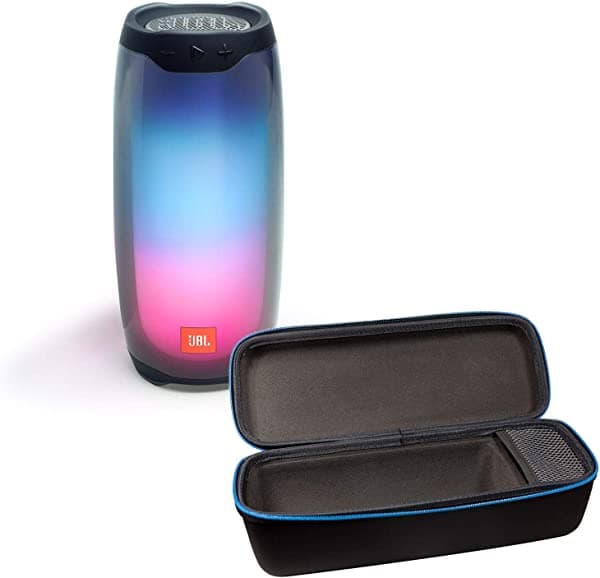 JBL Pulse 4 - Parlante inalambrico Bluetooth IPX7 impermeable con divvi, estuche rigido portatil de viaje, color negro JBLPULSE4BLKAM