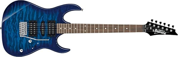 Ibanez Guitarra eléctrica de cuerpo sólido de 6 cuerdas, derecha, azul (GRX70QATBB)