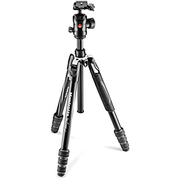 Manfrotto MKBFRTA4GT-BH Befree - Tripode de viaje avanzado, traba giratoria con rotula de bola para Canon, Nikon, Sony, DSLR, CSC, sin espejo, hasta 22.0 lbs, liviano con bolso de tripode, aluminio, negro MKBFRTA4GT-BHUS