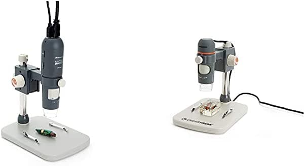 Celestron MicroDirect 1080p HD - Microscopio digital de microvisión digital, gris (44316) y microscopio digital Pro de 5 MP - Microscopio USB de mano - aumento de 20 x 200 x