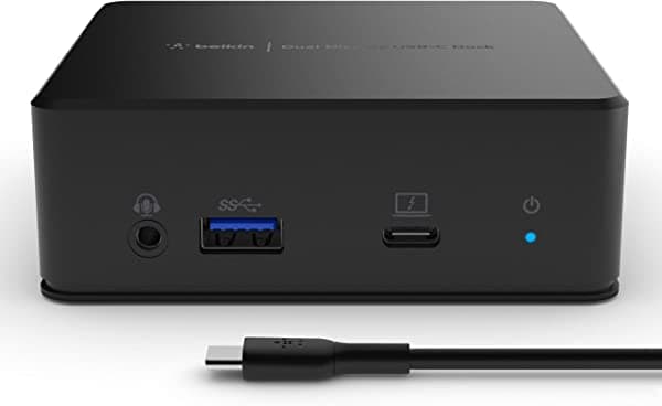 Belkin Docking station USB-C - Hub USB dual 4K para monitor de computadora - HDMI dual, Thunderbolt, USB, puertos Ethernet, Hub USB-C - Power Delivery de 85 W para MacBook Pro, iPad Pro y notebook Chromebook INC002ttBK