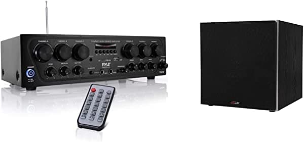 Pyle Polk PSW10 - Subwoofer activo de 10 pulgadas para sistema de audio del hogar, color negro