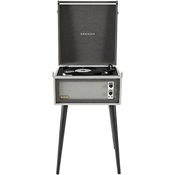 Crosley CR6233F-BK Dansette Bermuda - Tocadiscos portátil de vinilo con entrada y entrada auxiliar, color negro