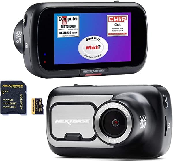 Nextbase - Cámara de tablero de 422 GW y paquete de tarjeta micro SD de 32 G, cámara QHD de 1440 p con Wi-Fi y Bluetooth + tarjeta de memoria micro SD, con adaptador