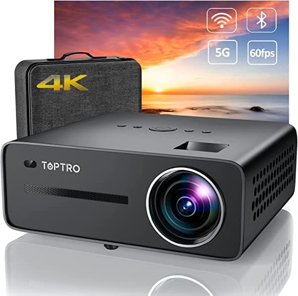 Toptro Proyector Bluetooth Wifi X5 5G Proyector Nativo Full Hd 1080P De 460 Lúmenes Ansi Proyector Para Exteriores 4K Compatible Con Piedra Angular 4P/4D Zoom Pantalla De 300 Pulgadas Ppt Para Cine En Casa Y Uso En Oficina Pequeña