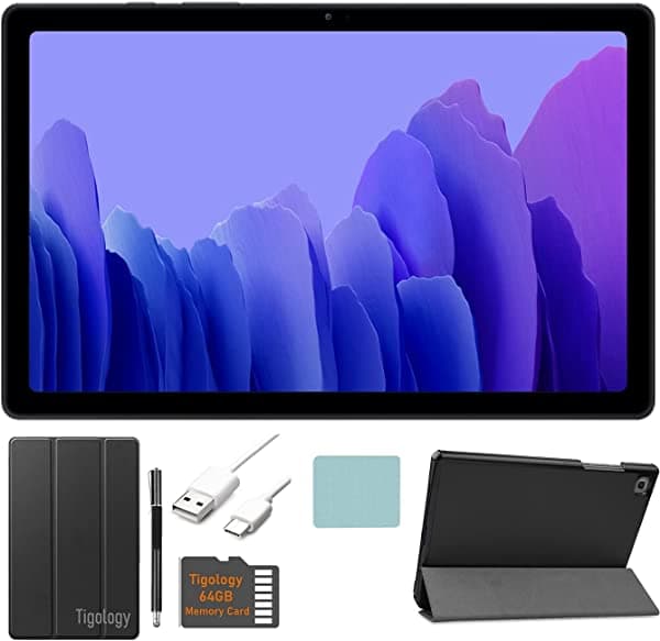 Paquete de tableta Wi-Fi para Samsung Galaxy Tab A7 de 10.4 pulgadas (2000 x 1200), Qualcomm Snapdragon 662, 3 GB de RAM, Bluetooth, Dolby Atmos Audio, Android 10 OS con accesorios Tigology (64 GB, gris) SM-T500