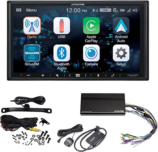 Alpine iLX-W650 - Receptor para auto Bluetooth mech-less de 7" con amplificador KTA-450 de 4 canales, sintonizador Sirius XM SXV300 y cámara de retroceso. Integración Android Auto y Apple CarPlay