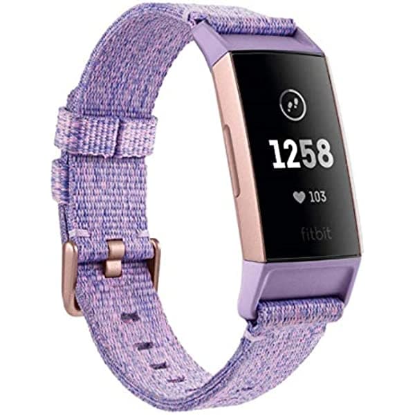 Fitbit Charge 3 Special Edition - Rastreador de actividad física, tejido lavanda, talla única, 0.06 libras FB410RGLV