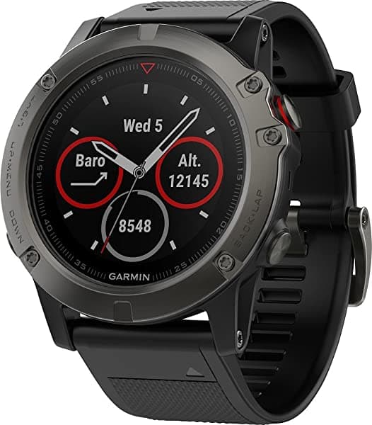 Garmin Fēnix 5 Smartwatch Multisport GPS de Alta Calidad y Robusto, Reloj Únicamente, 51 mm Gris Pizarra con Malla Negra 010-01733-00