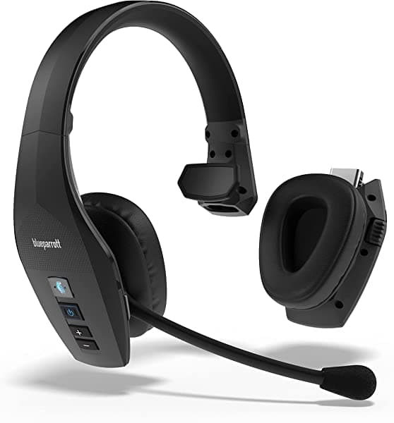 BlueParrott Auriculares Bluetooth S650-XT con cancelación de ruido, estéreo convertible 2 en 1 a mono inalámbricos con cancelación de ruido activada, rango inalámbrico extendido y protección con clasificación IP54, negro 204292