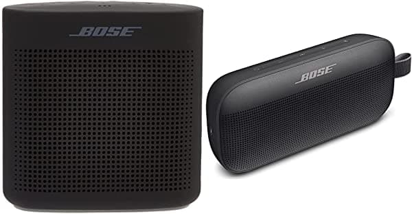 Bose SoundLink Color II: Bluetooth portátil, altavoz inalámbrico con micrófono, negro suave y altavoz portátil SoundLink Flex Bluetooth, altavoz inalámbrico impermeable para viajes al aire libre, negro