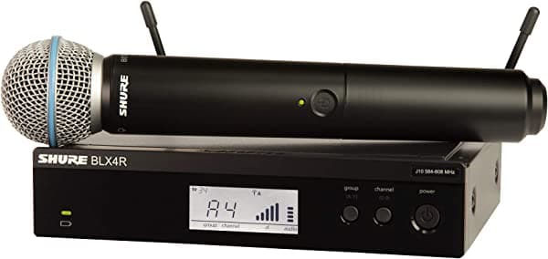 Shure BLX24R/B58 Sistema de Micrófono Inalámbrico UHF - Ideal para Iglesia, Karaoke, Voz - Vida Útil de Batería de 14 Horas, Alcance de 300 pies | Micrófono de Mano Vocal BETA 58A, Receptor de Montaje en Rack de Canal Único | Banda J11 BLX24R/B58-J11