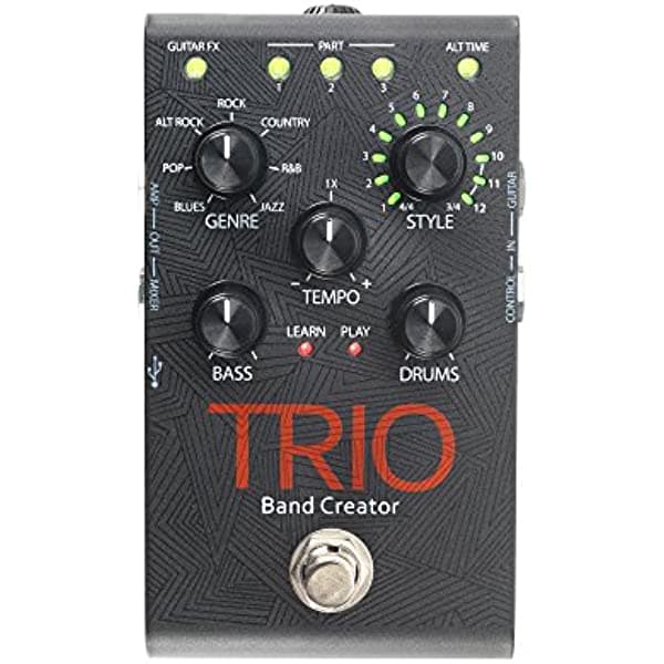 Pedal multiefectos Digitech TRIO para guitarra eléctrica, para crear una banda, con fuente de alimentación incluida, normal
