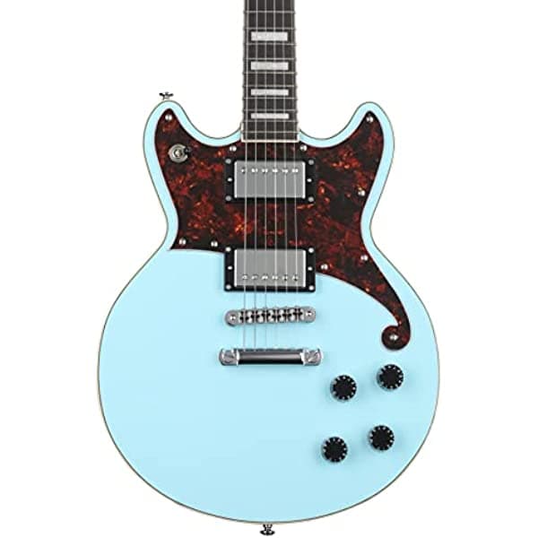 D'Angelico Premier Brighton Guitarra eléctrica - Azul cielo con cordal de barra de tope