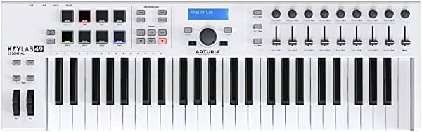 Arturia KeyLab Essential 49 - Teclado Controlador MIDI USB de 49 Teclas, con teclas de acción sintetizador sensibles a la velocidad, 8 Pads de Batería, 9 Faders, 9 Perillas e Incluye el Software Analog Lab V KEYLAB49ESS