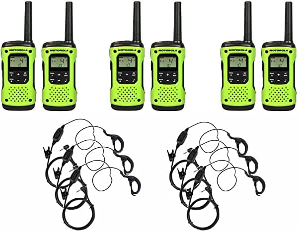 Motorola T600 6-Pack radios bidireccionales con auriculares Curl PTT MOT-T600-4PKwEP