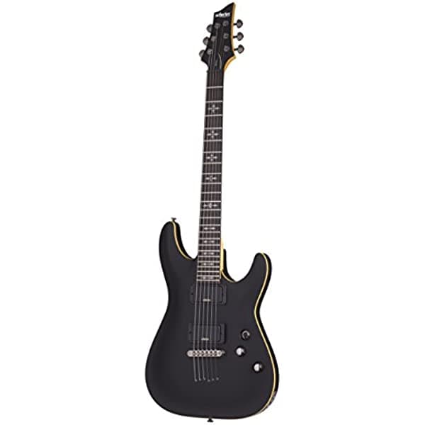 Schecter 6 String Guitarra Eléctrica de Cuerpo Sólido, Satín Negro Envejecido (3660)