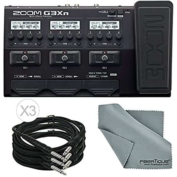 Photo Savings Zoom G3 X N Pedal de expresión multi-effects Procesador con para guitarra Deluxe Bundle con 3 1/4 inch Cables + fibertique paño de limpieza
