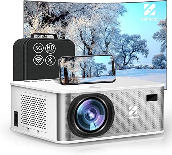 Henhoor Proyector con WiFi y Bluetooth, proyector 400 ANSI 4K compatible con proyector nativo 1080P, proyector portátil para exteriores compatible con pantalla máxima de 400 pulgadas, proyector compatible con TV Stick/iOS/Android/Win/PS5 S9