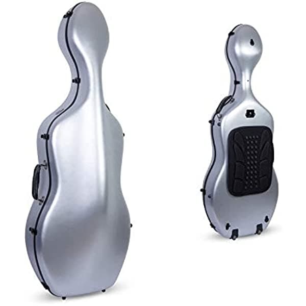 Crossrock Poly Carbon Composite Case se adapta a violonchelo tamaño 4/4 con mochila y ruedas en plata (CRF102CEFSLHT) (CRF1020CEFSLHT)