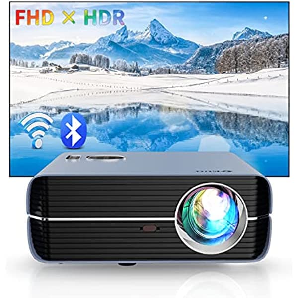 CAIWEI Native 1080P - Proyector de película WiFi 2022 actualizado Bluetooth Android 9.0 con puerto Ethernet, LCD digital, LED, proyector de cine en casa, inalámbrico, HD, compatible con Airplay, teléfono, portátil, tableta, TV, HDMI, USB