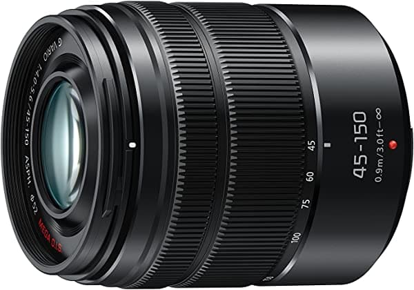 Panasonic LUMIX G VARIO 45-150mm F4.0-5.6 ASPH Lente para Cámara Sin Espejo con Estabilizador Óptico, Montura Micro Cuatro Tercios, H-FS45150AK (Negro USA)