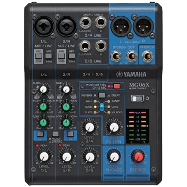 Mezclador estéreo compacto de 6 entradas Yamaha MG06 MG06X