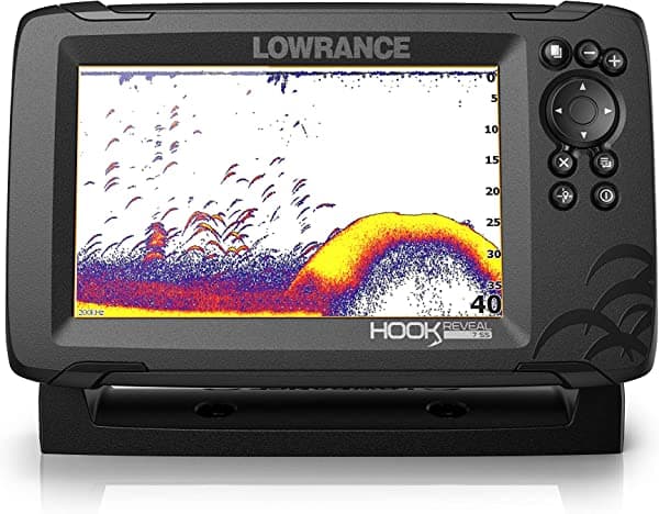 Lowrance Hook Reveal 7 con Rendimiento en Aguas Profundas - Ecosonda de 7 pulgadas con Transductor HDI y Tarjeta de Mapas C-MAP Contour+