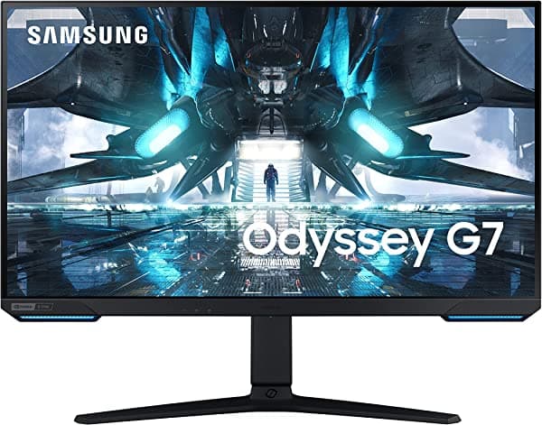Samsung Monitor De Computadora Odyssey G70A De 28 Pulgadas Pantalla Led 4K Uhd Hdr 400 144 Hz Soporte G-Sync Y Freesync Paneles De Luz Frontal Ls28Ag700Nnxza Negro