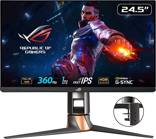 ASUS ROG Swift 360Hz PG259QNR Monitor Gamer HDR de 24.5 Pulgadas 1080P Full HD IPS Rápido 1Ms G-Sync ULMB Nvidia Reflex Latency Analyzer HDMI DisplayPort USB Kit de Montaje en Escritorio VESA Montaje en Pared HDR10