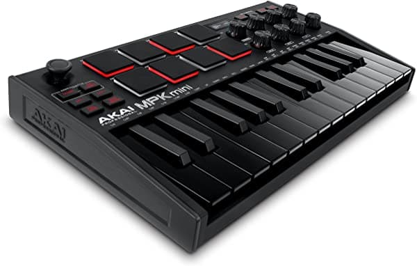 AKAI MPK Mini MK3 - Teclado MIDI USB de 25 Teclas con 8 Pads Iluminados, 8 Perillas y Software Incluido, Negro MPKMINI3B