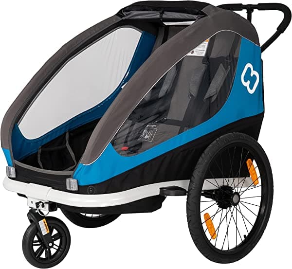 Hamax Remolque de bicicleta infantil de dos asientos para viajeros + cochecito