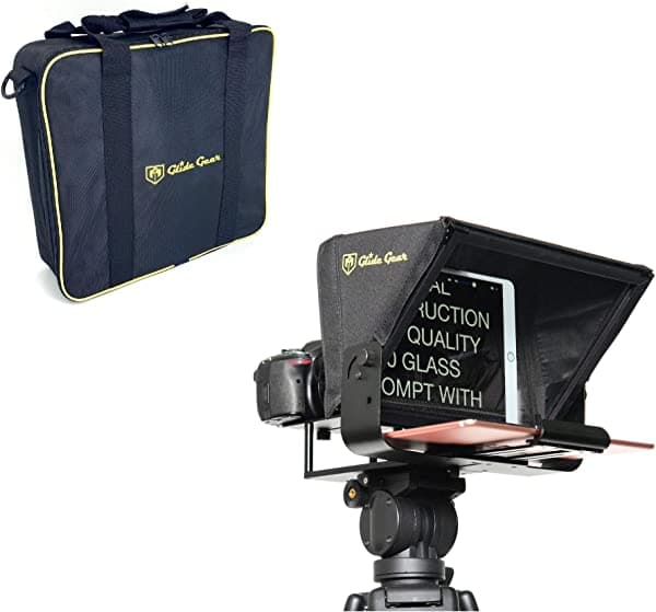 Glide Gear TMP100 Teleprompter Ajustable para iPad/Tableta/Smartphone con Cristal Divisor 70/30 y Estuche de Transporte - Todo Metálico Sin Plástico / No Requiere Ensamblaje