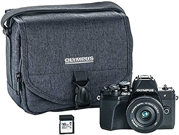 OM SYSTEM OLYMPUS OM-D E-M10 Mark III Kit de Cámara con Lente 14-42mm EZ (Negro), Bolso para Cámara y Tarjeta de Memoria, Conectividad Wi-Fi, Video 4K, Solo para EE. UU. V207072BU010
