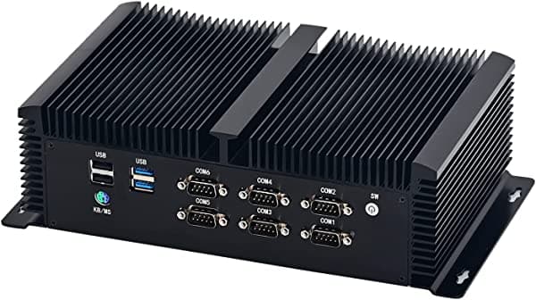 HUNSN IM11 Computadora Industrial Sin Ventilador, IPC, Mini PC, Windows 11 Pro o Linux Ubuntu, Intel Core I7 10870H, 6 x COM, PS/2,4 x USB3.0,4 x USB2.0, GPIO, 2 x LAN, 3 x HDMI, 16G RAM 256G SSD