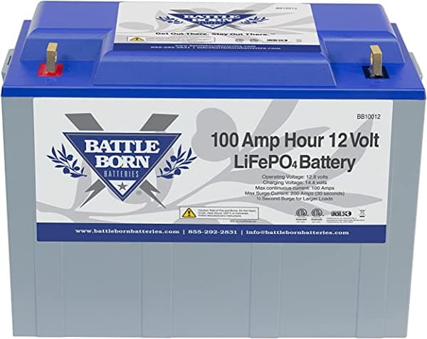Battle Born Batteries Lithium-Ion (LiFePO4) Batería de Ciclo Profundo 12V 100Ah - Segura y Potente, Reemplazo Directo para RV, Van, Embarcaciones, Instalaciones Aisladas - Células Cilíndricas, BMS Interno BB10012