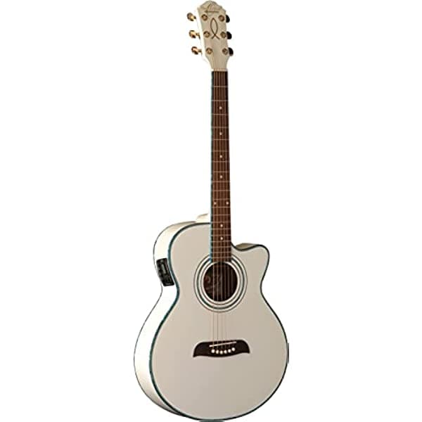 Oscar Schmidt OG10CEWH-A-U guitarra electroacústica folk - blanco