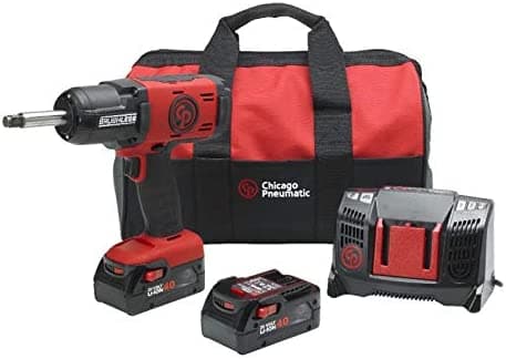 Chicago Pneumatic CP8849-2, Kit de Llave de Impacto Inalámbrica de 1/2" con (2) Baterías de 4.0Ah, Cargador y Bolsa de Transporte Suave, Ánima Extendida de 2", Juego Completo de Herramientas Eléctricas CP8849-2K-4AH
