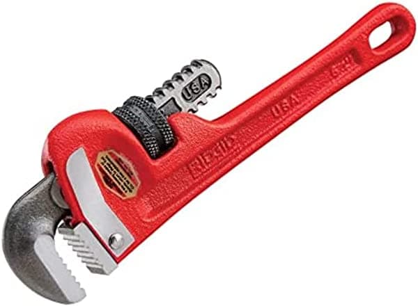 RIDGID 31030 Llave para Tubos Recta de Alta Resistencia, 24" Herramienta Robusta para Plomería con Roscas de Autolimpieza y Mordazas de Gancho, Roja, Pequeña