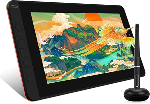 HUION KAMVAS 12 Tableta Gráfica de Dibujo con Pantalla Completamente Laminada, Conexión USB-C, Soporte de Inclinación, Tableta de 11.6 Pulgadas para Arte Digital, Diseño, Educación, Compatible con Mac, PC y Móviles, Color Naranja