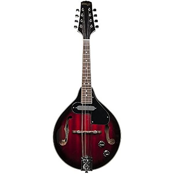 Stagg M50E Mandolina electroacústica Bluegrass con tapa de Nato - Redburst