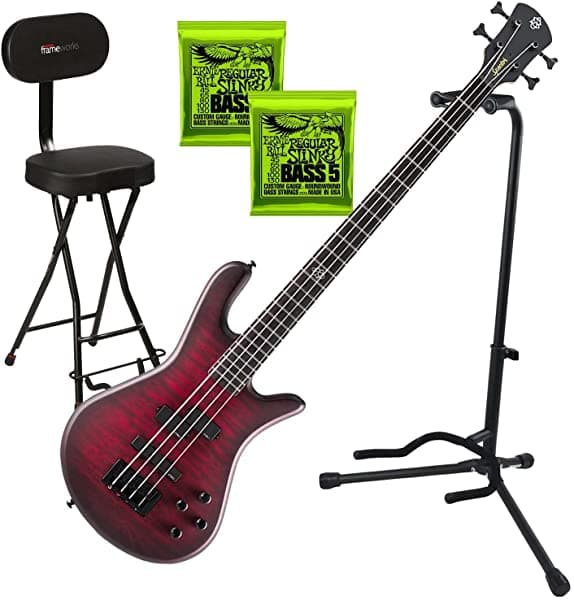 Unknown Spector NS Pulse II 4 Bajo Eléctrico - Black Cherry Matte, (2) EBall 2836, Gator SEAT & Stand Bundle