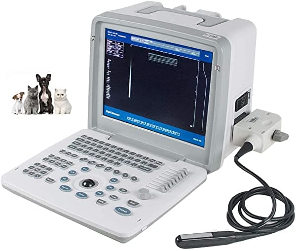 Máquina de escáner veterinario, IXAER Full Digital portátil veterinario B-Ultra con sonda lineal de 7.5 Mhz para mascotas, animales de granja caballo de embarazo, equino, vaca, oveja, perro, gato 89110081-20201215