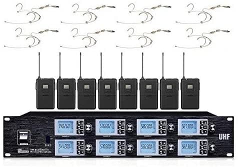 Bolymic Micrófono de 8 canales UHF profesional con sistema de micrófono de vocal de escenario de largo alcance, condensador de micrófono, karaoke profesional para KTV BOLY-8800HS32