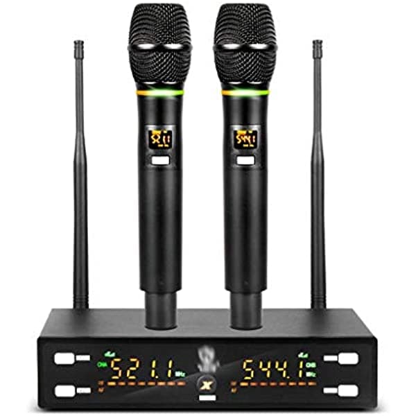 KUQIZ Micrófono inalámbrico profesional de metal con frecuencia corporal ajustable a 262.5 ft de distancia para escenario, fiesta, reunión shypc-353